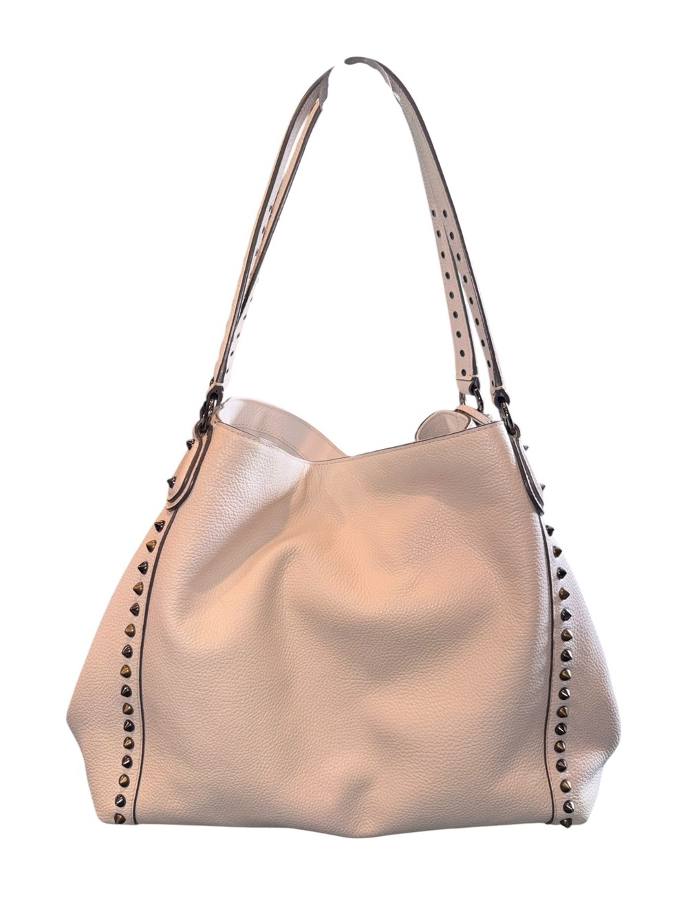 Coach Edie 31 Bandana Rivets Pebble Leather Shoulder Bag, Chalk White - Picture 7 of 13